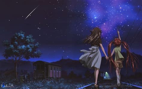 1920x1200, Anime Night Stars Shooting Stars Air Anime - Anime Night Wallpaper Hd - 1920x1200 ...