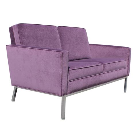 Luxe Purple Velvet and Chrome Knoll Style Loveseat at 1stDibs