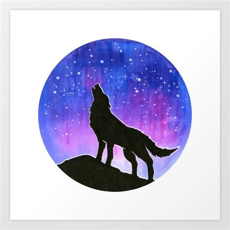 Galaxy Wolf Silhouette Art Print by olechka | Society6