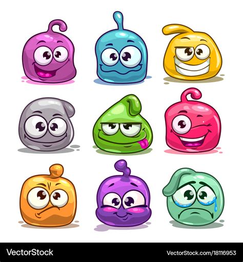 Funny colorful blob characters Royalty Free Vector Image