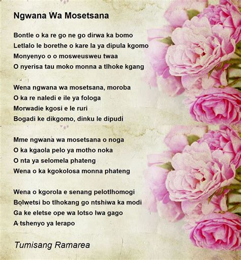 Ngwana Wa Mosetsana - Ngwana Wa Mosetsana Poem by Tumisang Ramarea