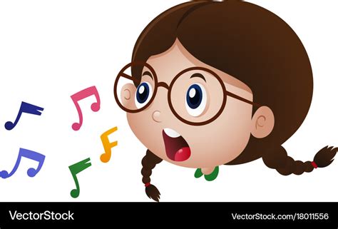 Little girl singing with music notes Royalty Free Vector