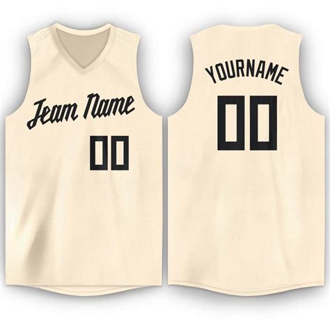 Custom Cream Black V-Neck Basketball Jersey , Choose Your Own Custom ...