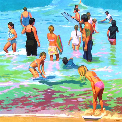 Beach bathers Painting by Guntis Jansons - Fine Art America