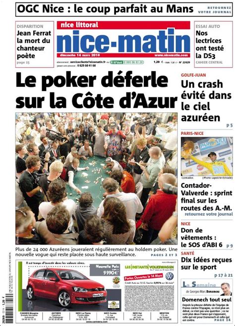 Journal Nice-Matin (France). Les Unes des journaux de France. Édition ...