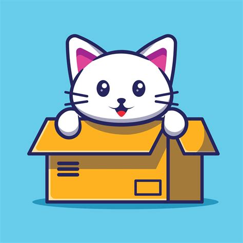 Cute cat in a box cartoon vector illustration 9946476 Vector Art at Vecteezy