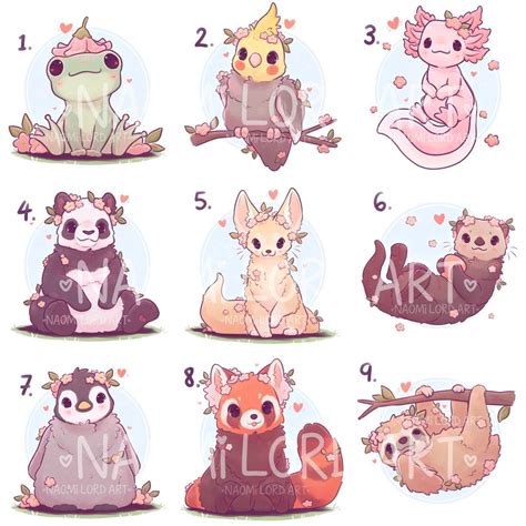 Cute Animals pt 2 Stickers And/ or Prints 6x6 or 8x8 - Etsy