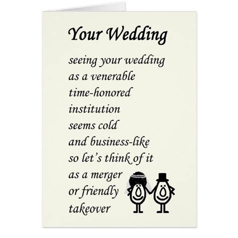 Your Wedding - a funny wedding poem | Zazzle.com