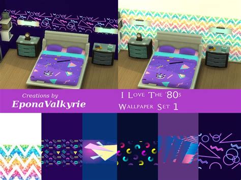 The Sims Resource - I Love The '80s Wallpaper Set 1 | Floral print wallpaper, Wallpaper ...