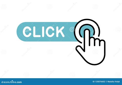 Click Button With Hand Pointer Clicking. Click Me Vector Web Button ...