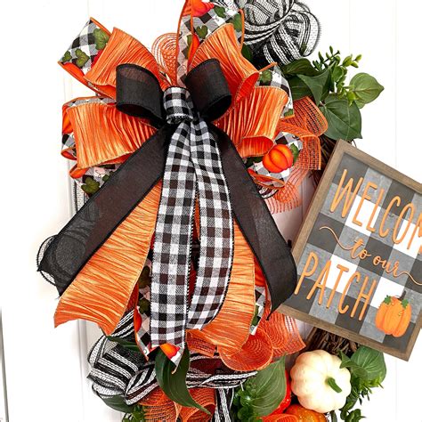 Fall Pumpkin Patch Wreath Front Door Pumpkin Fall Buffalo - Etsy