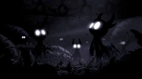 an animated image of some creepy looking creatures in the dark with glowing eyes on their faces