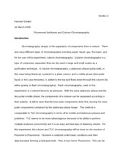 column chromatography lab report - Golden 1 Hannah Golden 18 March 2008 Flourenone Synthesis and ...