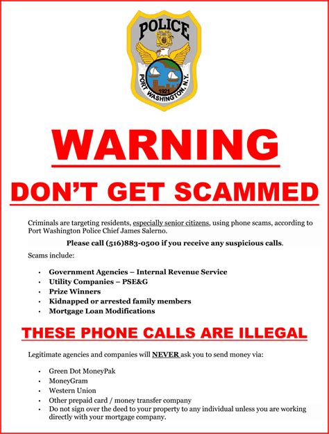 Phone Scammers Continue to Target Our Community | Port Washington Police District NY