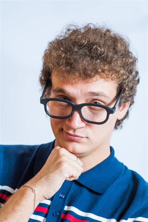 Portrait Of A Man With Nerd Glasses N Studio Fun Stock Image - Image of ...