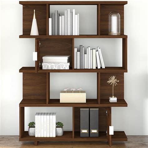 Madison Avenue Etagere Bookcase with Doors in Modern Walnut - Engineered Wood - MDB163MW-03