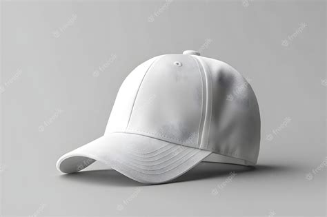 Premium Photo | A white cap with a logo on it is shown on a gray ...