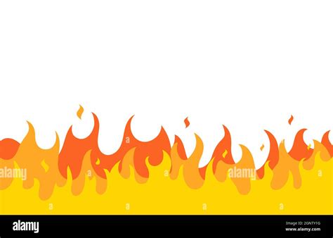 Fire flame vector pattern line frame. Fire flat simple border design background illustration ...