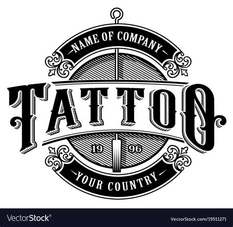 Vintage tattoo studio emblem 4 for white Vector Image | Tatuajes vintage, Logotipo de estudio ...