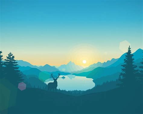 1920x1080px, 1080P Free download | 1280x1024 Flat Landscape, Minimalism, Deer, Lake, lake ...