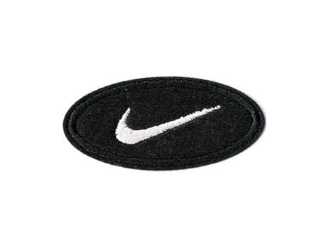 NIKE Logo Oval Embroidered Iron On Patch Black 5.0cm by creambox