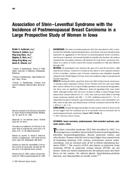 (PDF) Association of Stein-Leventhal Syndrome with the incidence of ...