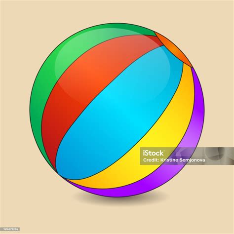 Beach Ball Colorful Striped With Black Outline Vector Illustration Stock Illustration - Download ...