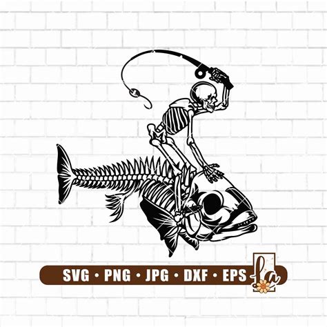 Fisherman Riding Fish Skeleton SVG Funny Fishing SVG - Etsy