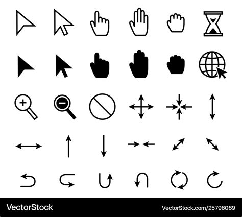 Cursor icons web pointer clicking scale arrow Vector Image