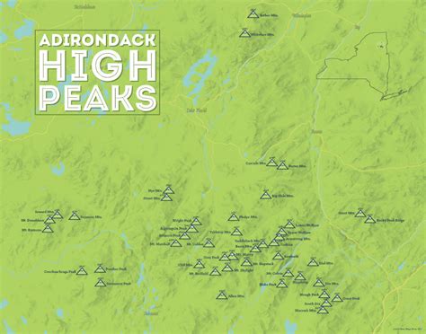 Adirondack High Peaks Map 11x14 Print - Best Maps Ever