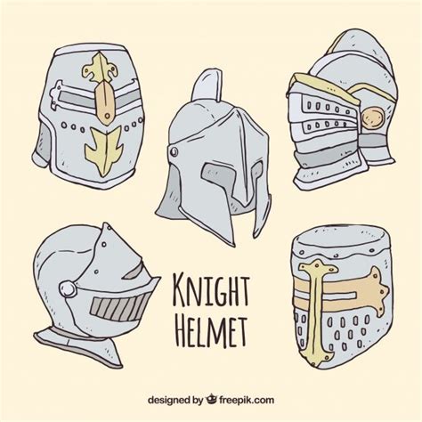 Free Vector | Several hand drawn armor helmets | Armor drawing, Helmet ...