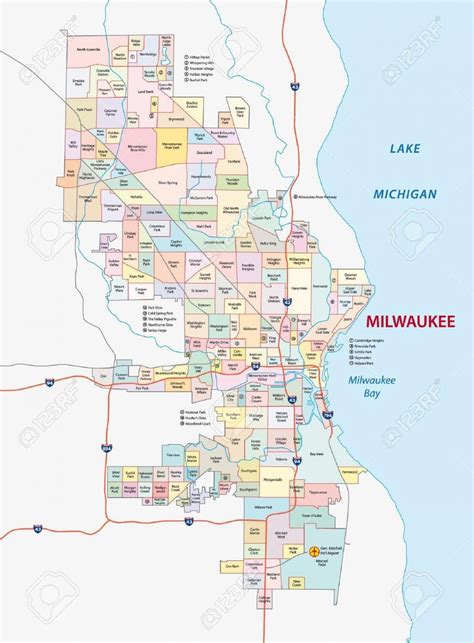 Map of Milwaukee neighborhoods - Milwaukee neighborhood map (Wisconsin ...