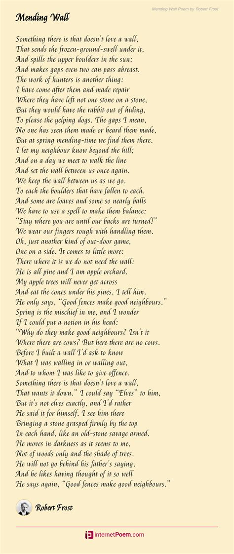 Mending Wall Poem by Robert Frost