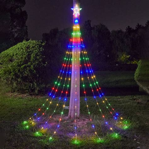 LED Christmas Tree Star Waterfall Lights With Remote Control 8 Lighting ...