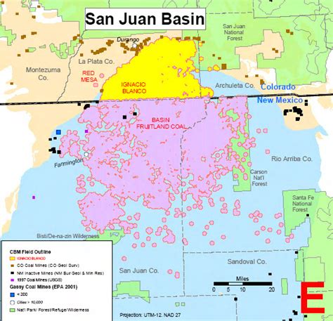 Overview Map of San Juan Basin, Colorado/New Mexico (source: EIA, 2004) | Download Scientific ...