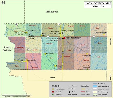 Lyon County Map, Iowa