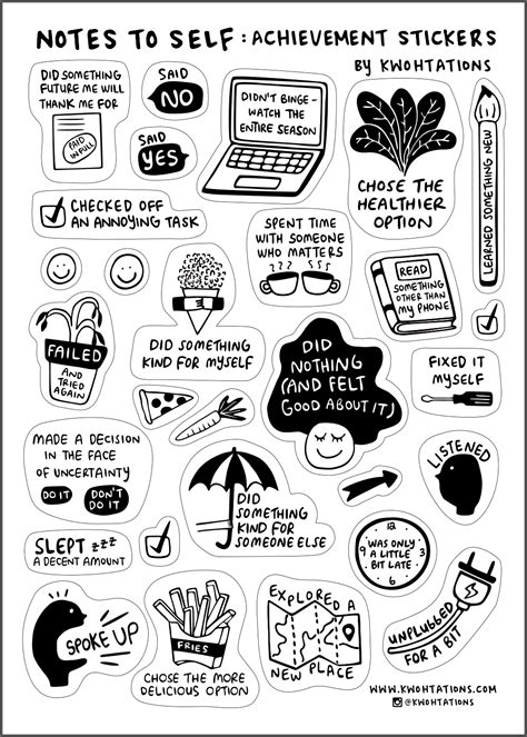 Achievement Sticker Sheet | Scrapbook stickers printable, Black and white stickers, Print stickers