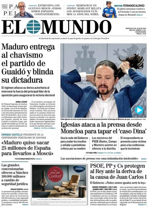 Portada del diario EL MUNDO día 8/07/2020 – News Europa