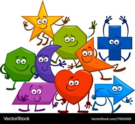 Cartoon geometric shapes characters Royalty Free Vector