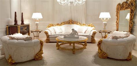 High End Golden and Ruffled Angelic Living Room Furniture Set