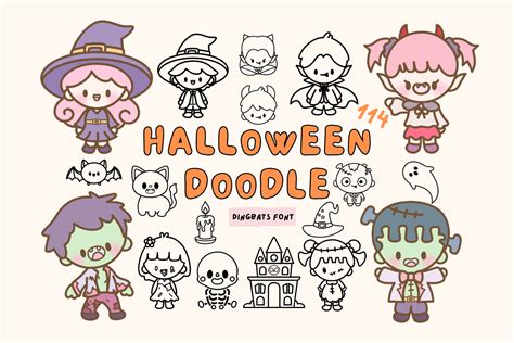 Halloween Doodle Font by Babymimiart · Creative Fabrica