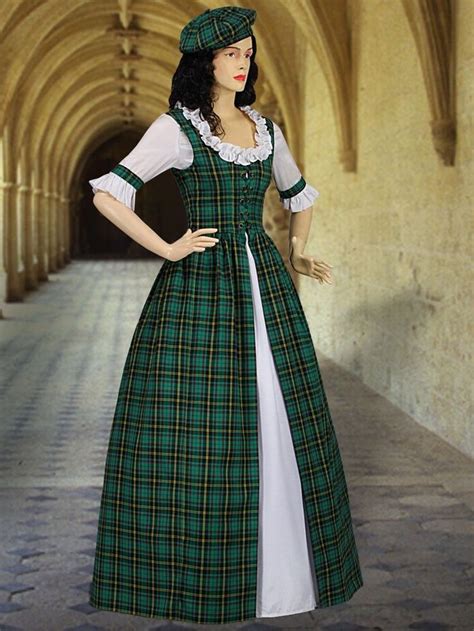 Scottish Tartan Two-Piece Traditional Dress Handmade Renaissance Tartan Plaid #YourDressmaker # ...