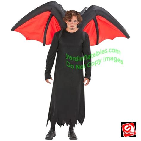 Gemmy Airblown Inflatable Black/Red Devil Wings Costume