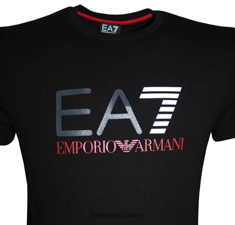 Emporio Armani EA7 Black T-Shirt With Printed Front Logo - T-Shirts ...