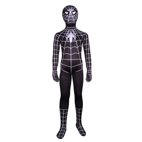 Kids Black Spider Man Costume Spiderman 3 Black Suit Spider Man Cosplay ...