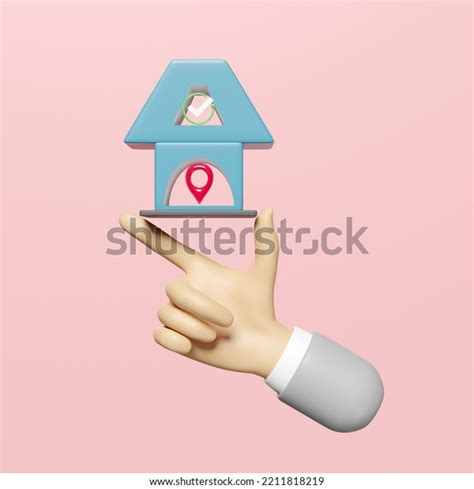 3d Blue House Cartoon Businessman Hands Stock Illustration 2211818219 ...