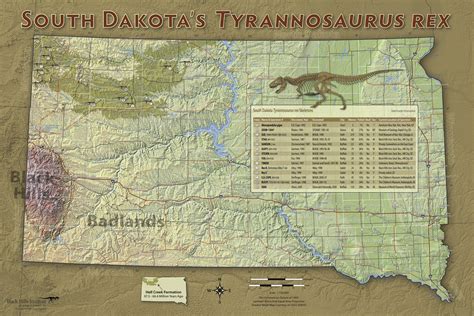 South Dakota’s Tyrannosaurus rex – Poster Map – Media Display – Black ...