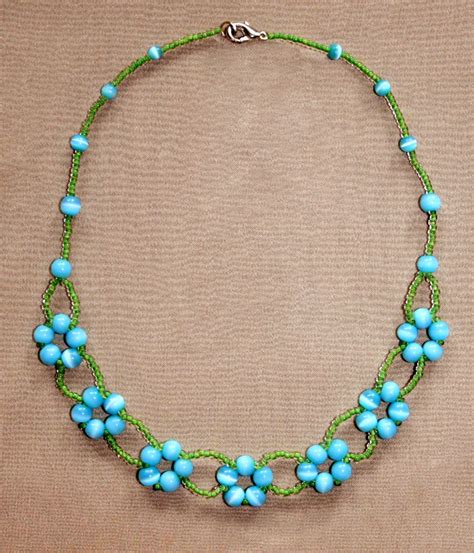 Free pattern for beaded necklace Blue Flowers | Beads Magic