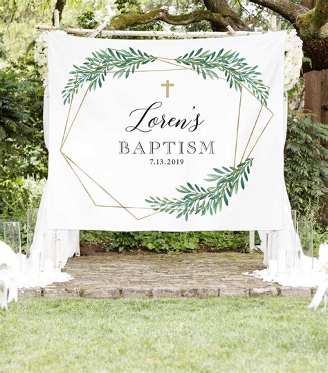 Greenery Baptism Banner, Baptism Decorations | Blushing Drops