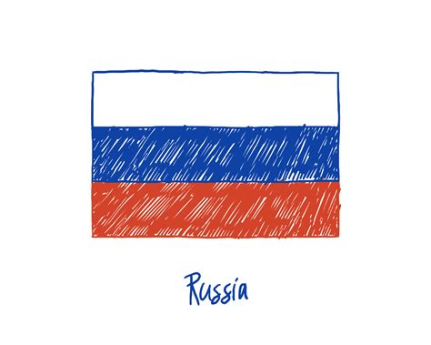 Russia Flag Marker Whiteboard or Pencil Sketch Illustration Vector ...